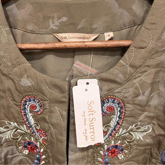 Soft Surroundings NWT D’oro Bolero Jacket in Olive Desert Beaded Embroidered, M - Picture 3 of 13
